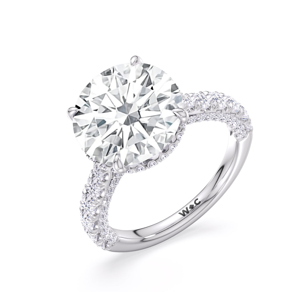 Elegance Double Hidden Halo Engagement Ring with Round Cut Diamond in 14KT Platinum view 5
