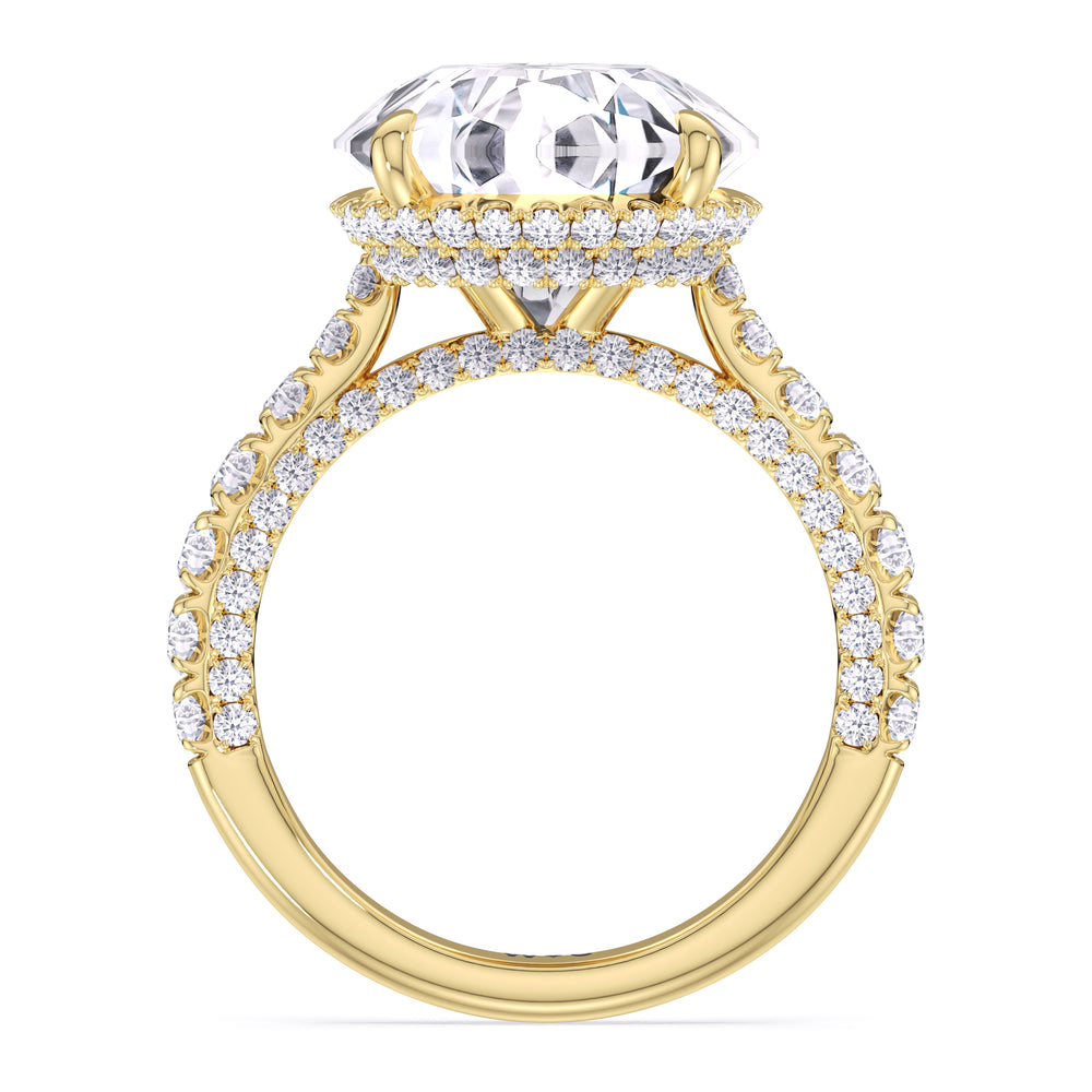 Elegance Double Hidden Halo Engagement Ring with Round Cut Diamond in 14KT Yellow Gold view 4
