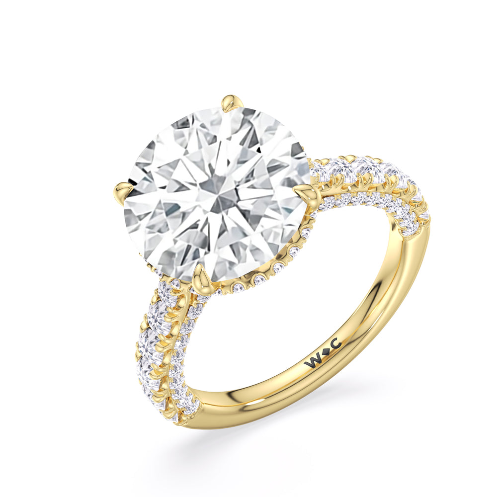 Elegance Double Hidden Halo Engagement Ring with Round Cut Diamond in 14KT Yellow Gold view 5
