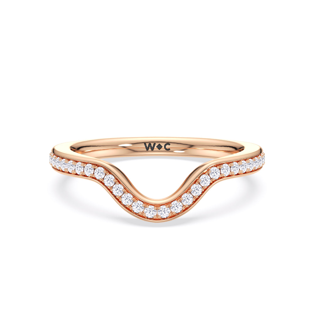 Elegance Hidden Halo Cross Bridge Basket Diamond Wedding Band with 18KT Rose Gold Cut Diamond in 14KT Rose Gold view 1

