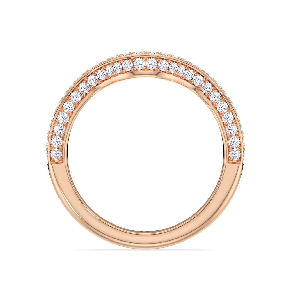 Elegance Hidden Halo Cross Bridge Basket Diamond Wedding Band with 18KT Rose Gold Cut Diamond in 14KT Rose Gold view 2

