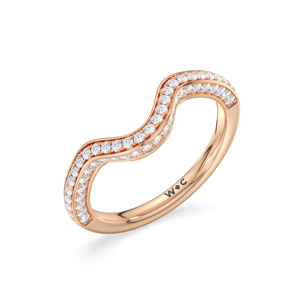 Elegance Hidden Halo Cross Bridge Basket Diamond Wedding Band with 18KT Rose Gold Cut Diamond in 14KT Rose Gold view 4
