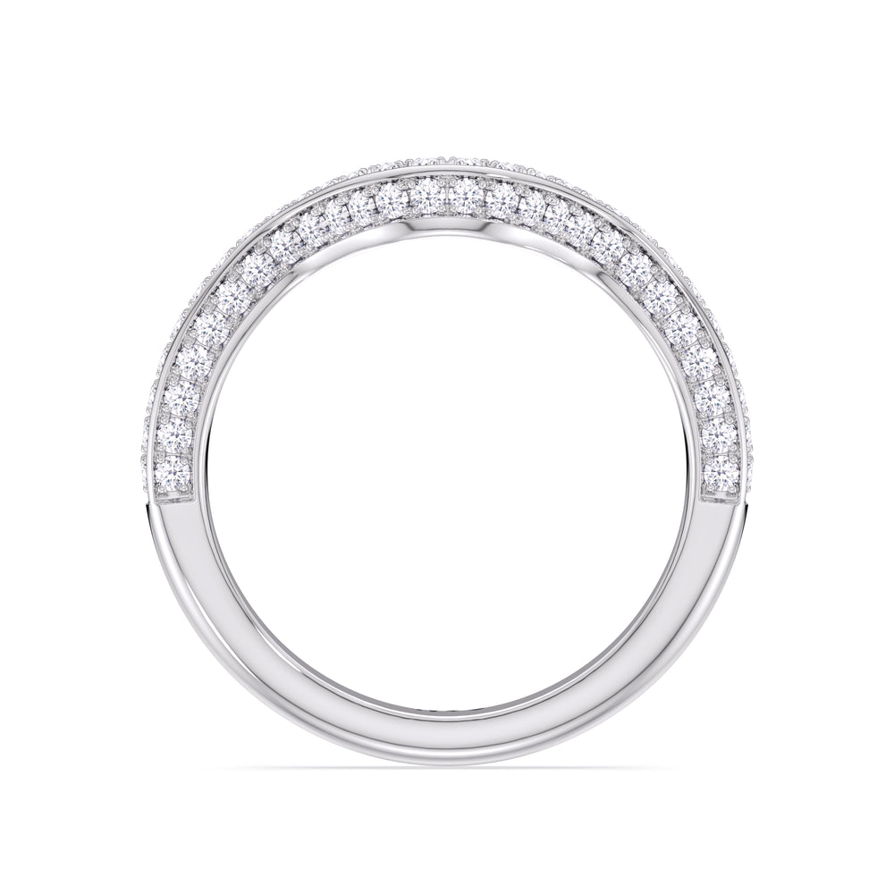 Elegance Hidden Halo Cross Bridge Basket Diamond Wedding Band with Platinum Cut Diamond in 14KT Platinum view 2
