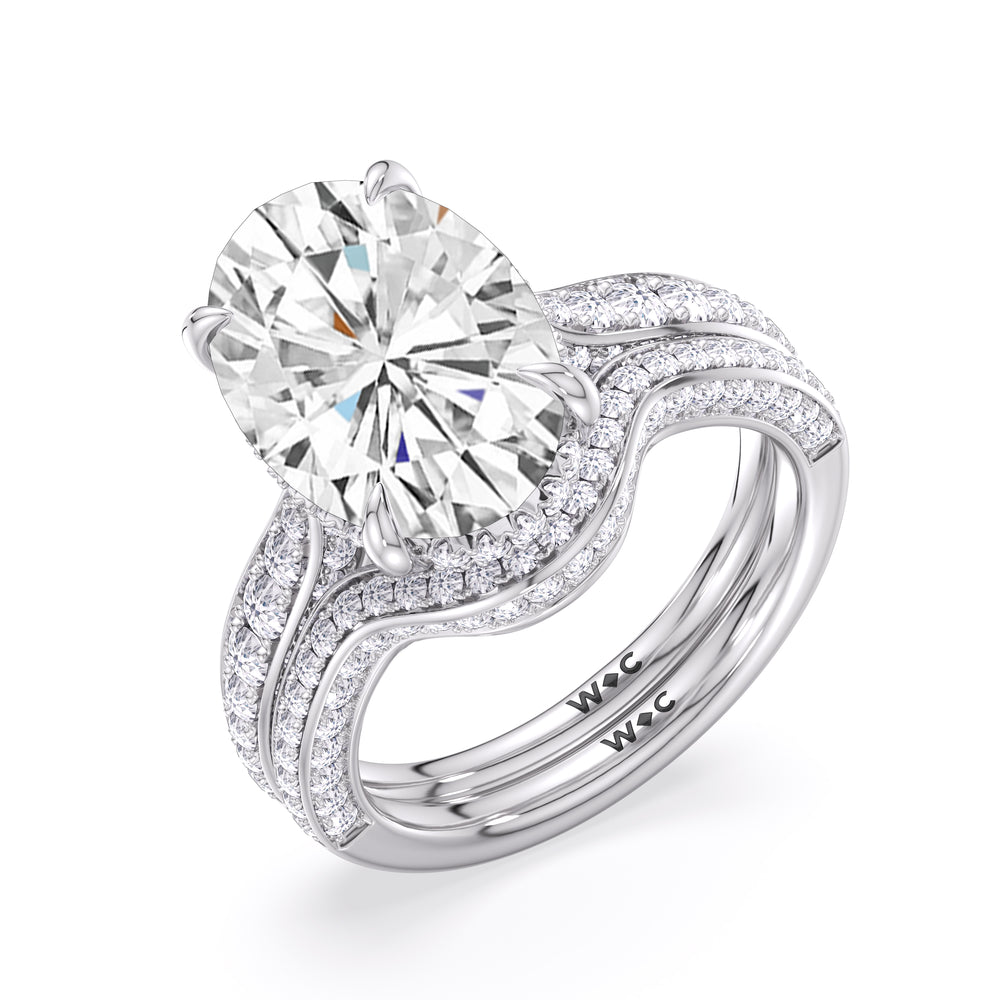 Elegance Hidden Halo Cross Bridge Basket Engagement Ring with Round Cut Diamond in 14KT Platinum view 5
