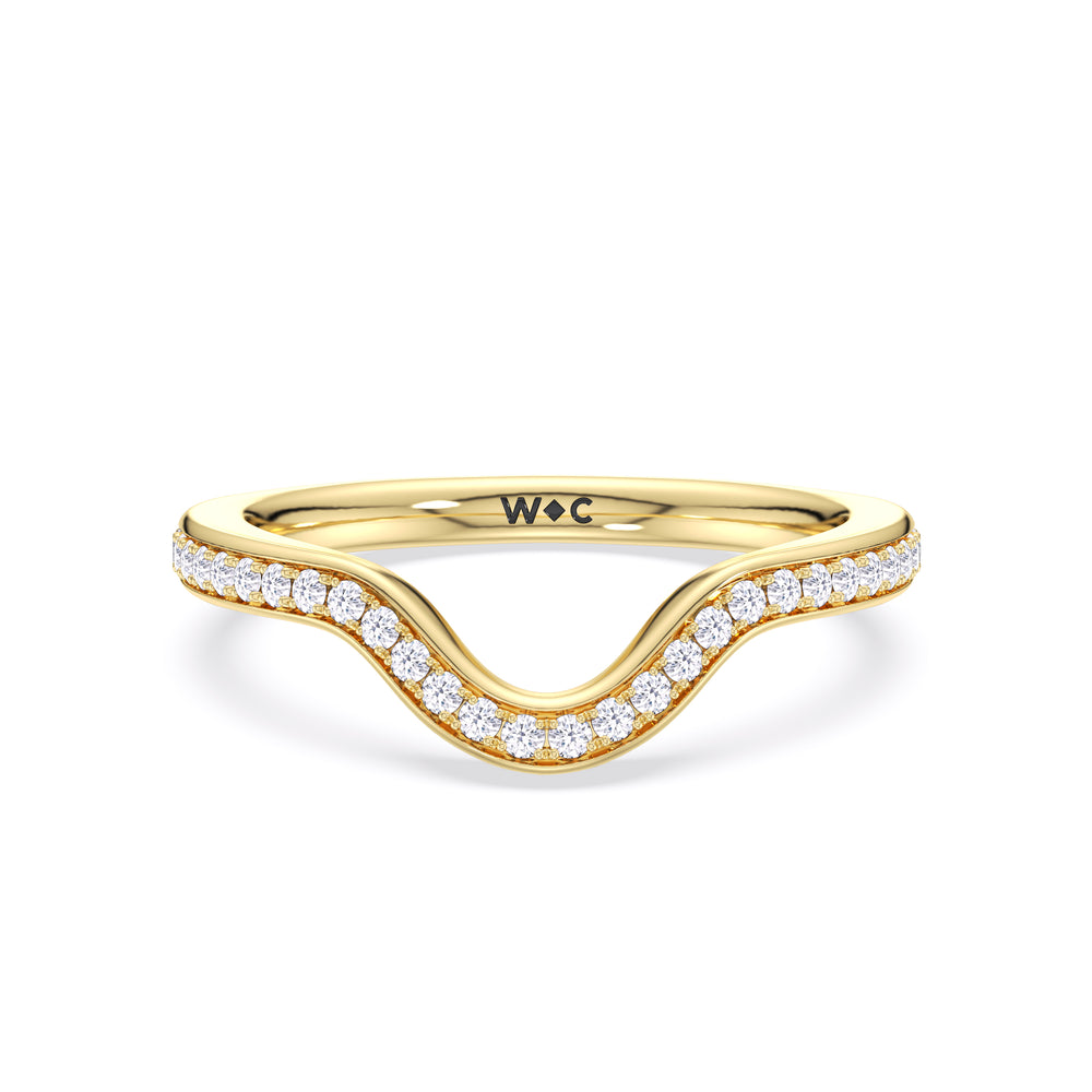 Elegance Hidden Halo Cross Bridge Basket Diamond Wedding Band with 18KT Yellow Gold Cut Diamond in 14KT Yellow Gold view 1

