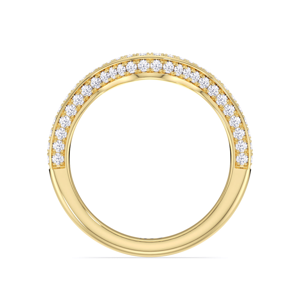 Elegance Hidden Halo Cross Bridge Basket Diamond Wedding Band with 18KT Yellow Gold Cut Diamond in 14KT Yellow Gold view 2
