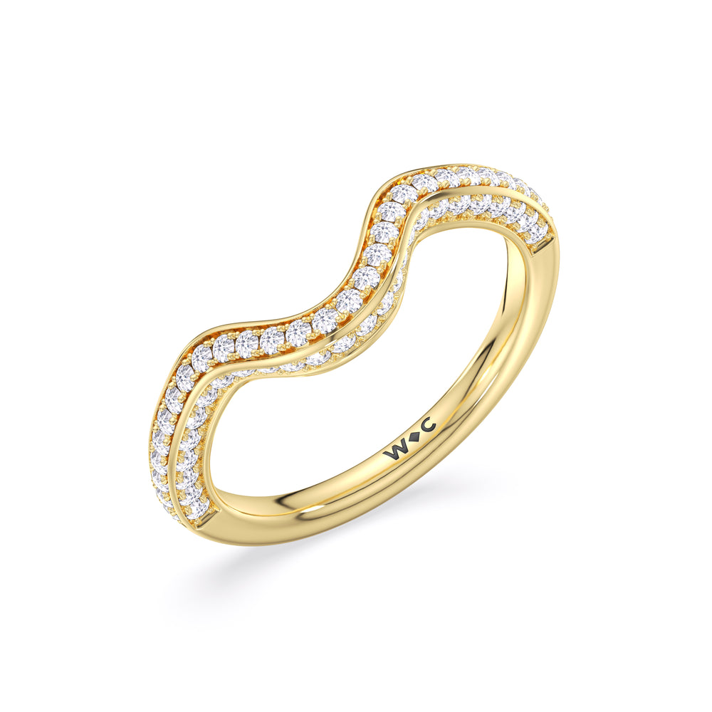 Elegance Hidden Halo Cross Bridge Basket Diamond Wedding Band with 18KT Yellow Gold Cut Diamond in 14KT Yellow Gold view 4
