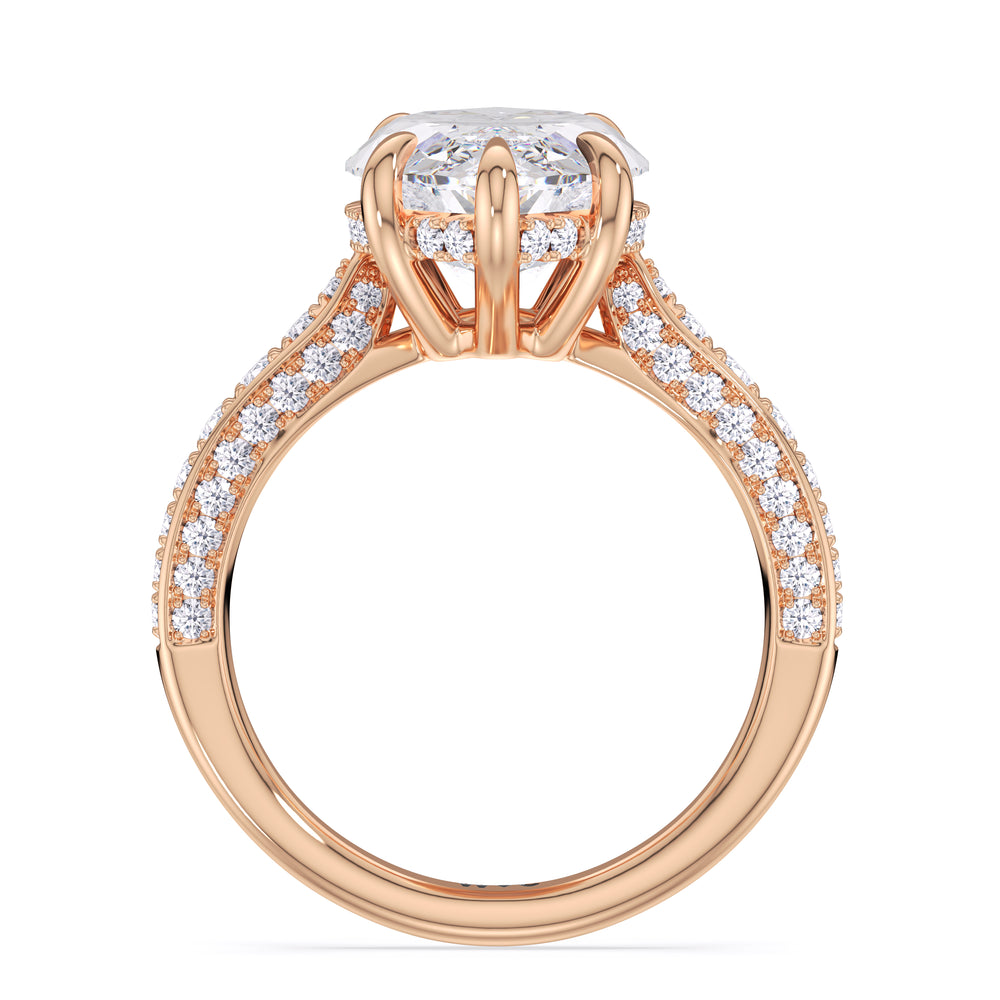 Elegance Hidden Halo Cross Bridge Basket Engagement Ring with Marquise Cut Diamond in 14KT Rose Gold view 4
