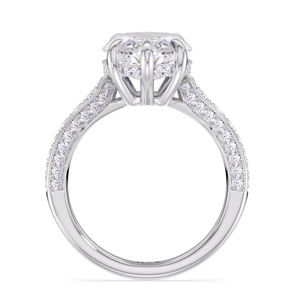 Elegance Hidden Halo Cross Bridge Basket Engagement Ring with Marquise Cut Diamond in 14KT Platinum view 4
