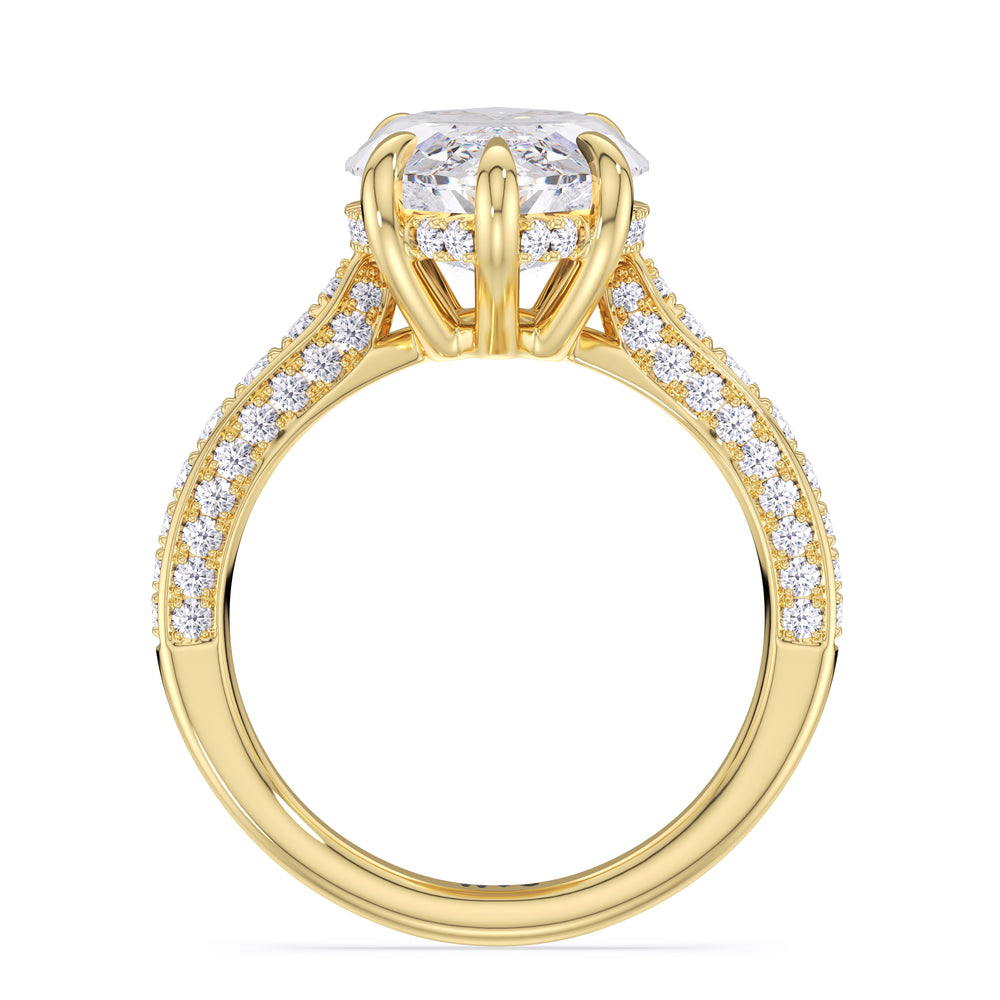 Elegance Hidden Halo Cross Bridge Basket Engagement Ring with Marquise Cut Diamond in 14KT Yellow Gold view 4
