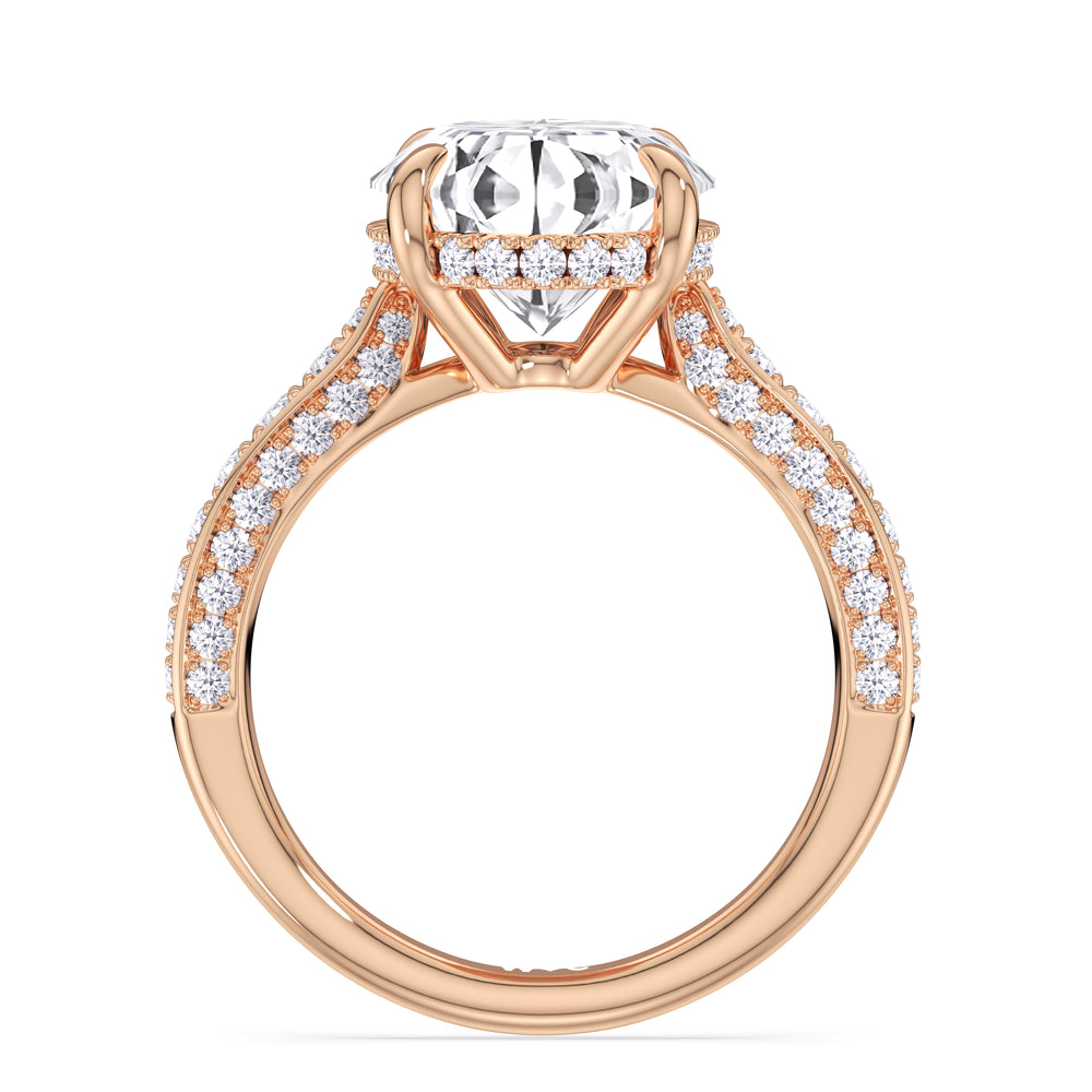Elegance Hidden Halo Cross Bridge Basket Engagement Ring with Oval Cut Diamond in 14KT Rose Gold view 4
