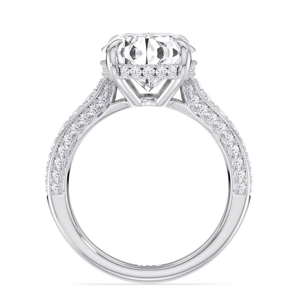 Elegance Hidden Halo Cross Bridge Basket Engagement Ring with Oval Cut Diamond in 14KT Platinum view 4
