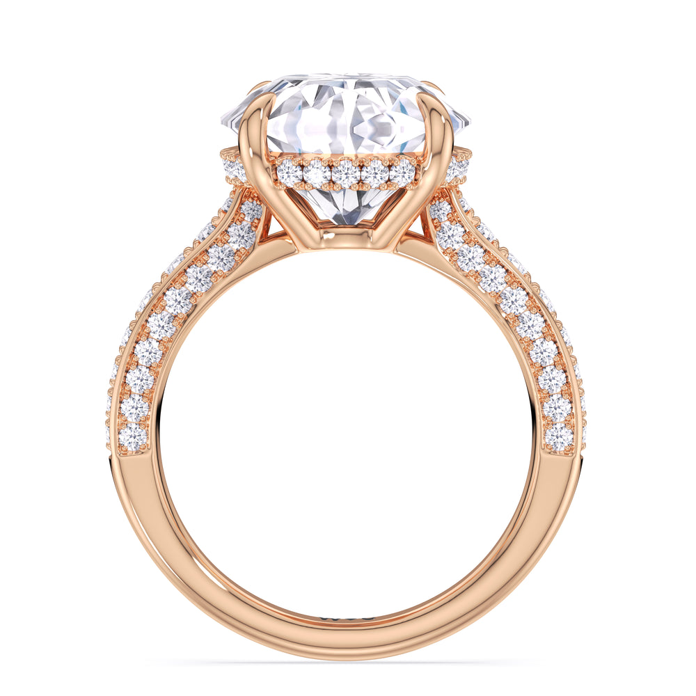 Elegance Hidden Halo Cross Bridge Basket Engagement Ring with Round Cut Diamond in 14KT Rose Gold view 4
