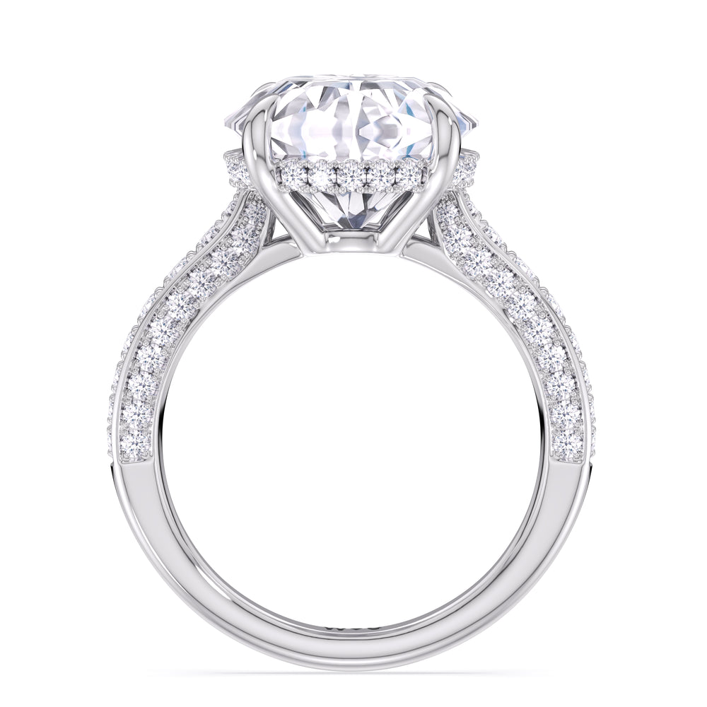 Elegance Hidden Halo Cross Bridge Basket Engagement Ring with Round Cut Diamond in 14KT Platinum view 4
