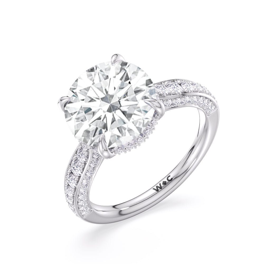 Elegance Hidden Halo Cross Bridge Basket Engagement Ring with Round Cut Diamond in 14KT Platinum view 6
