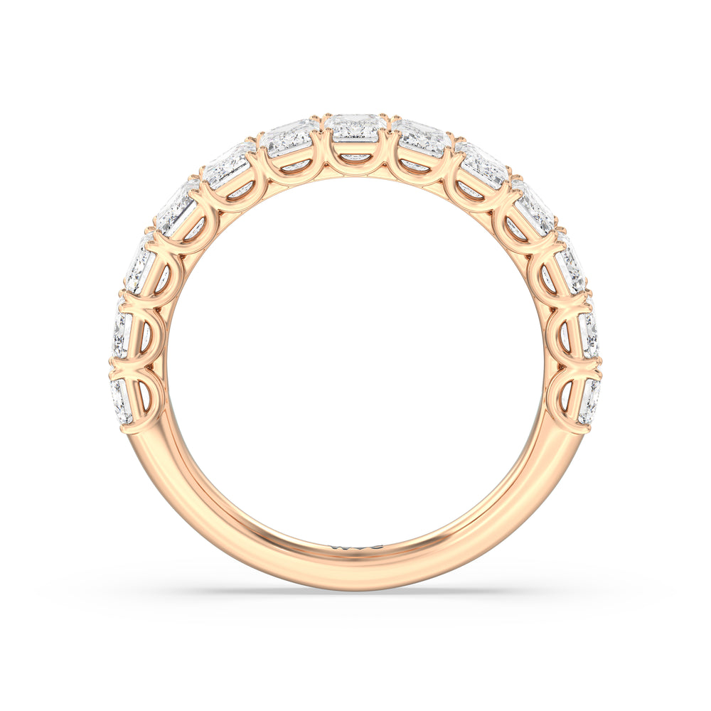 Elegance Emerald Accent Hidden Halo Diamond Wedding Band with 18KT Rose Gold Cut Diamond in 14KT Rose Gold view 2
