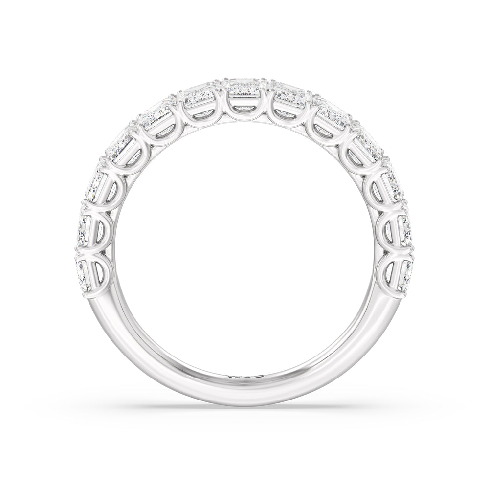 Elegance Emerald Accent Hidden Halo Diamond Wedding Band with Platinum Cut Diamond in 14KT Platinum view 2

