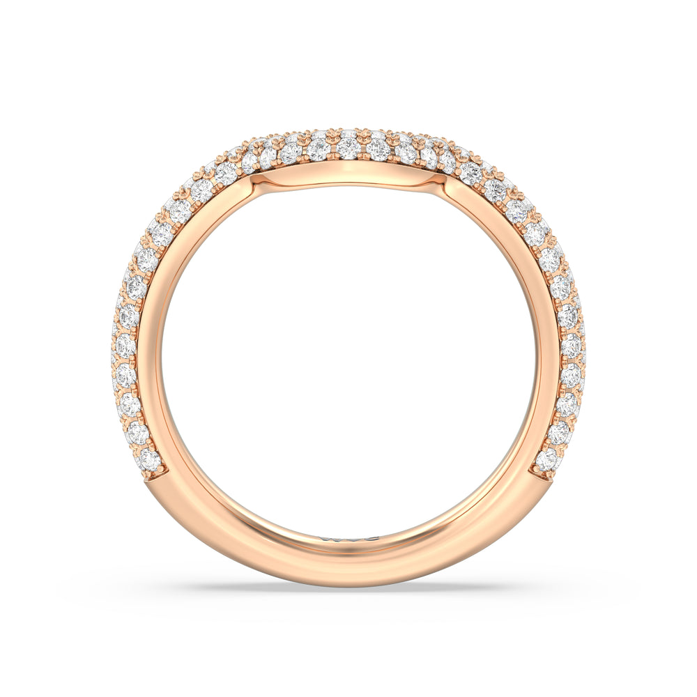 Elegance Studded Basket Diamond Wedding Band with 18KT Rose Gold Cut Diamond in 14KT Rose Gold view 2
