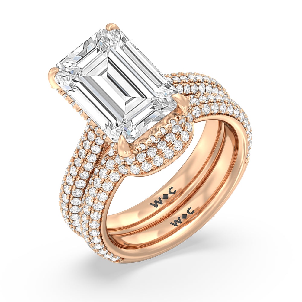 Elegance Studded Basket Diamond Wedding Band with 18KT Rose Gold Cut Diamond in 14KT Rose Gold view 3
