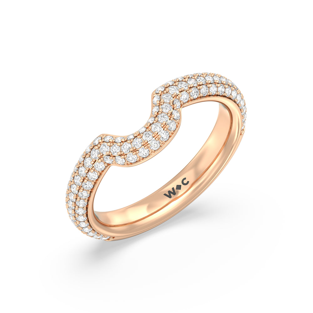 Elegance Studded Basket Diamond Wedding Band with 18KT Rose Gold Cut Diamond in 14KT Rose Gold view 4
