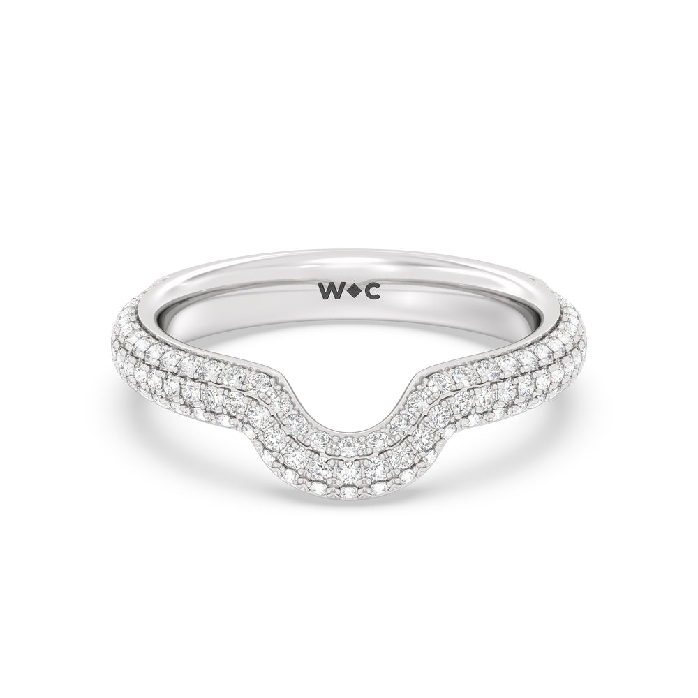 Elegance Studded Basket Diamond Wedding Band with Platinum Cut Diamond in 14KT Platinum view 1
