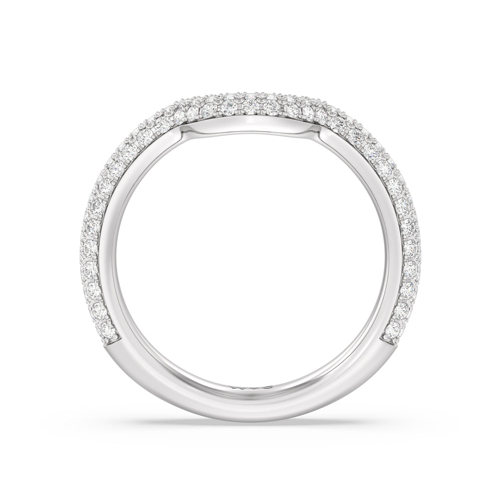 Elegance Studded Basket Diamond Wedding Band with Platinum Cut Diamond in 14KT Platinum view 2
