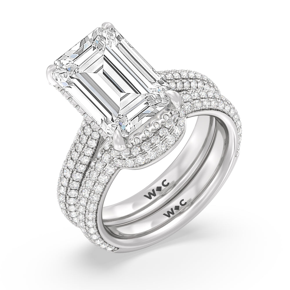 Elegance Studded Basket Diamond Wedding Band with Platinum Cut Diamond in 14KT Platinum view 3

