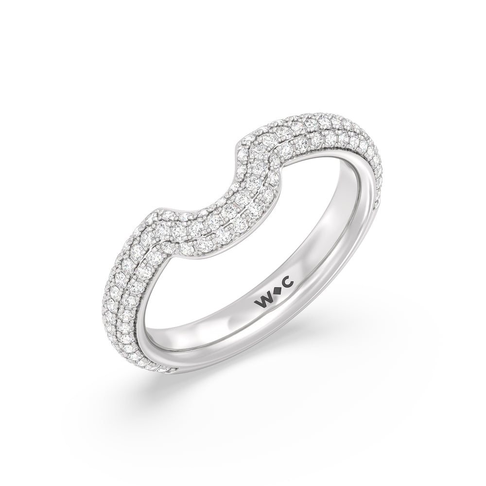 Elegance Studded Basket Diamond Wedding Band with Platinum Cut Diamond in 14KT Platinum view 4
