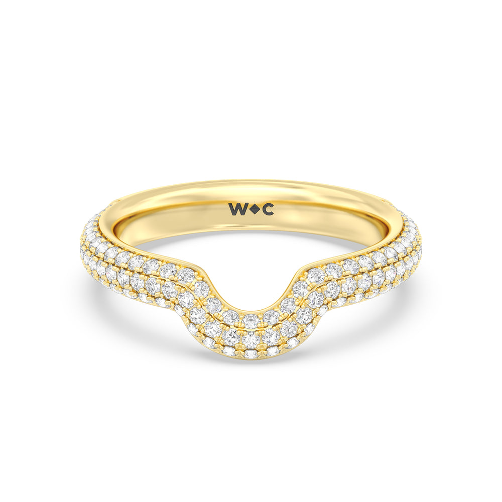 Elegance Studded Basket Diamond Wedding Band with 18KT Yellow Gold Cut Diamond in 14KT Yellow Gold view 1
