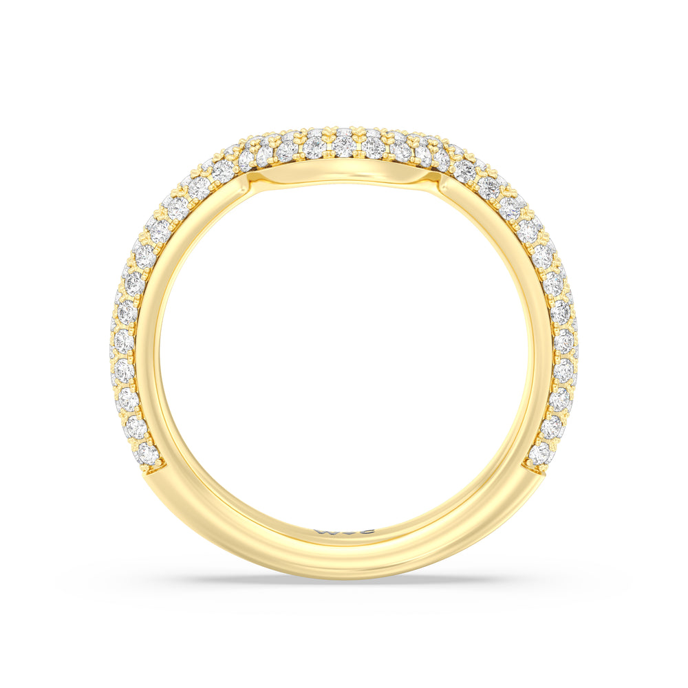 Elegance Studded Basket Diamond Wedding Band with 18KT Yellow Gold Cut Diamond in 14KT Yellow Gold view 2
