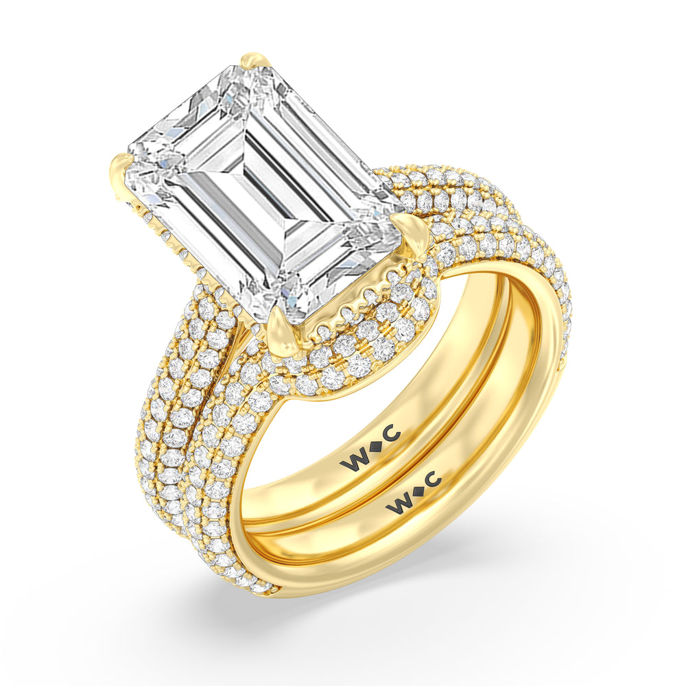 Elegance Studded Basket Diamond Wedding Band with 18KT Yellow Gold Cut Diamond in 14KT Yellow Gold view 3
