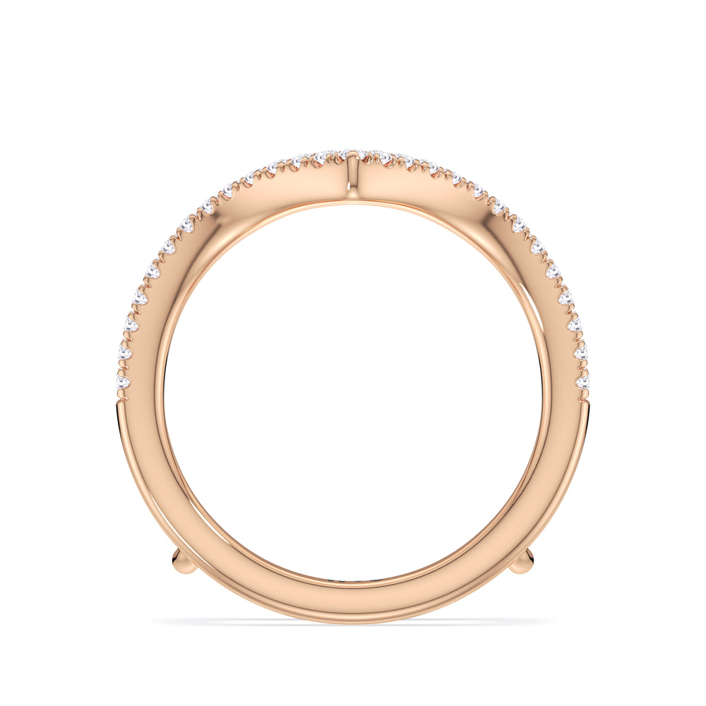 Elegance Split Half Pave Diamond Wedding Band with 18KT Rose Gold Cut Diamond in 14KT Rose Gold view 2
