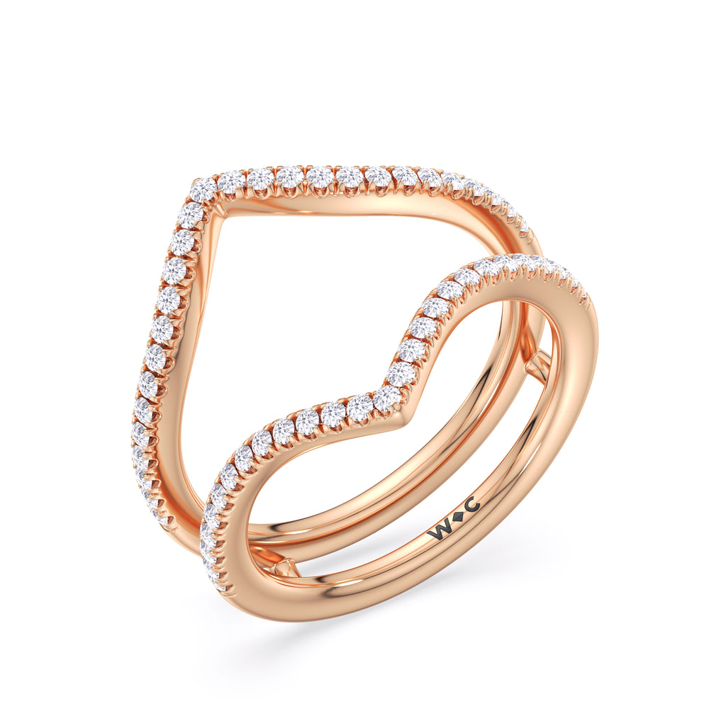 Elegance Split Half Pave Diamond Wedding Band with 18KT Rose Gold Cut Diamond in 14KT Rose Gold view 4
