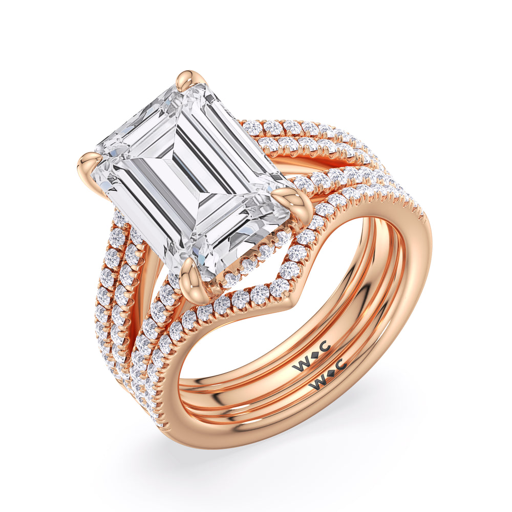 Elegance Split Shank Pave Engagement Ring with Pear Cut Diamond in 14KT Rose Gold view 6
