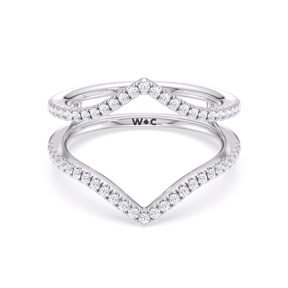 Elegance Split Half Pave Diamond Wedding Band with Platinum Cut Diamond in 14KT Platinum view 1
