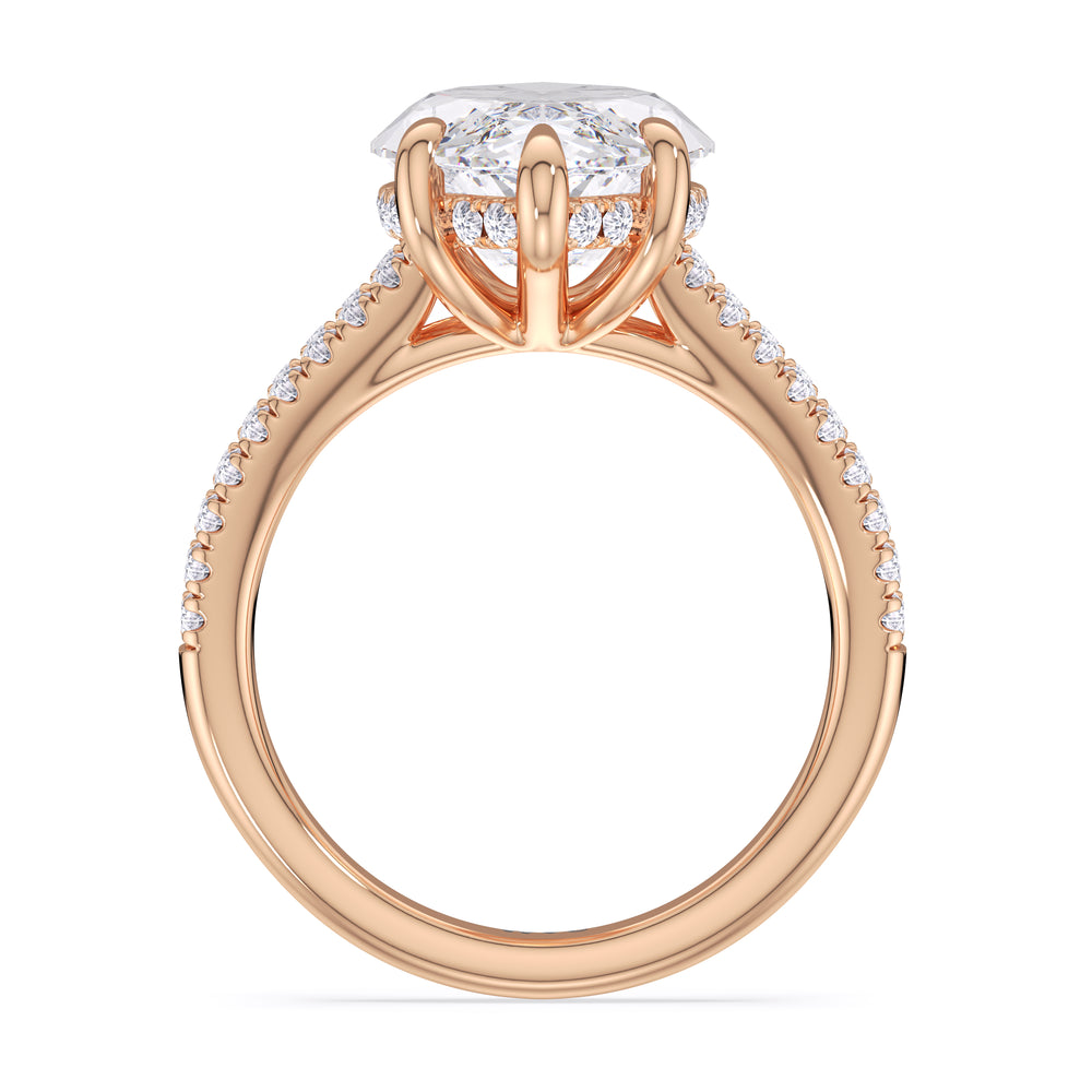 Elegance Split Shank Pave Engagement Ring with Marquise Cut Diamond in 14KT Rose Gold view 4
