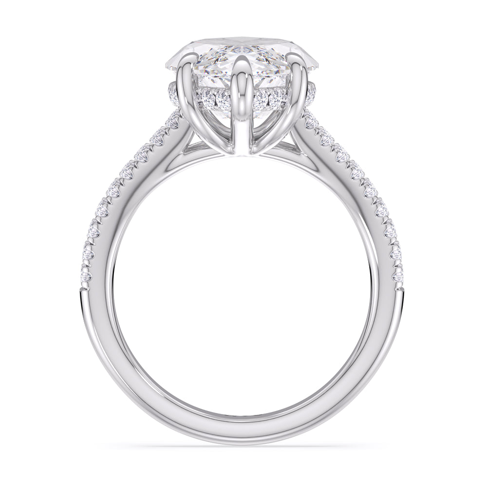Elegance Split Shank Pave Engagement Ring with Marquise Cut Diamond in 14KT Platinum view 4
