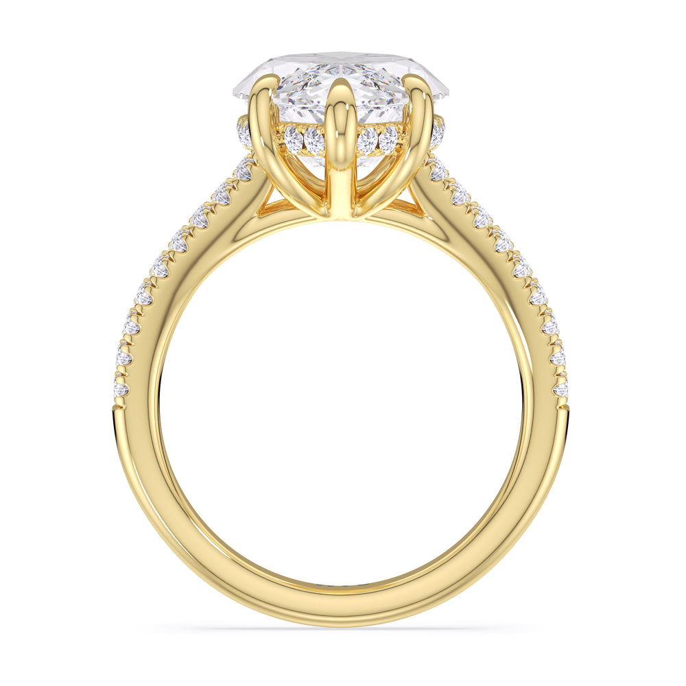 Elegance Split Shank Pave Engagement Ring with Marquise Cut Diamond in 14KT Yellow Gold view 4
