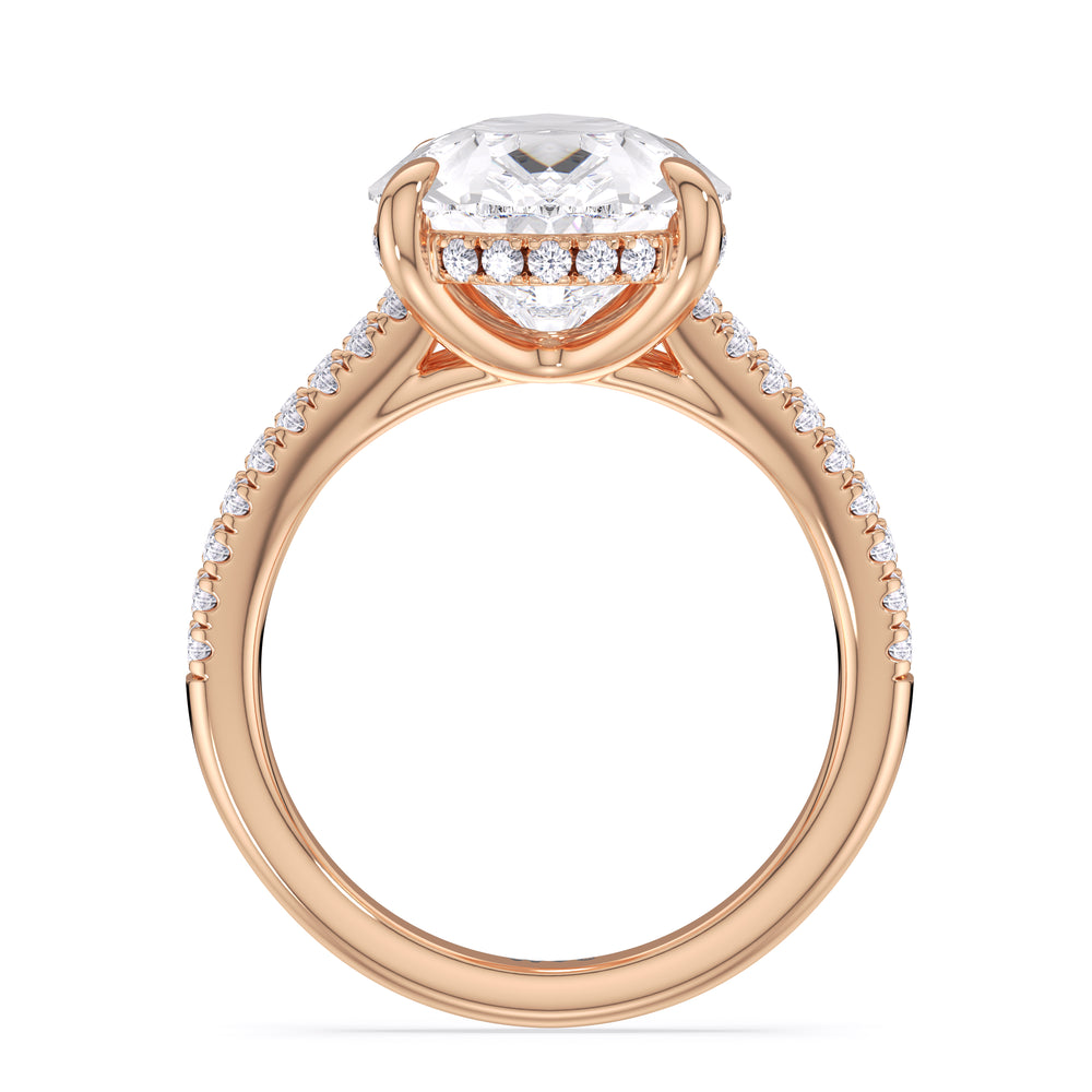 Elegance Split Shank Pave Engagement Ring with Pear Cut Diamond in 14KT Rose Gold view 4
