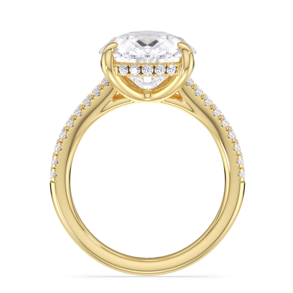Elegance Split Shank Pave Engagement Ring with Pear Cut Diamond in 14KT Yellow Gold view 4
