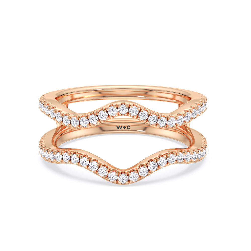 Elegance Twisted Pave Diamond Wedding Band with 18KT Rose Gold Cut Diamond in 14KT Rose Gold view 1
