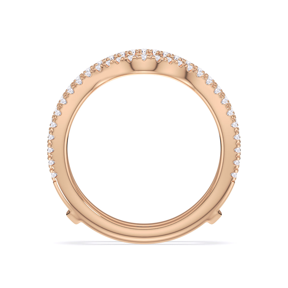 Elegance Twisted Pave Diamond Wedding Band with 18KT Rose Gold Cut Diamond in 14KT Rose Gold view 2
