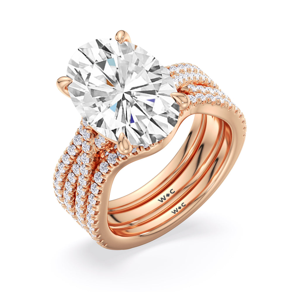 Elegance Twisted Pave Engagement Ring with Emerald Cut Diamond in 14KT Rose Gold view 6
