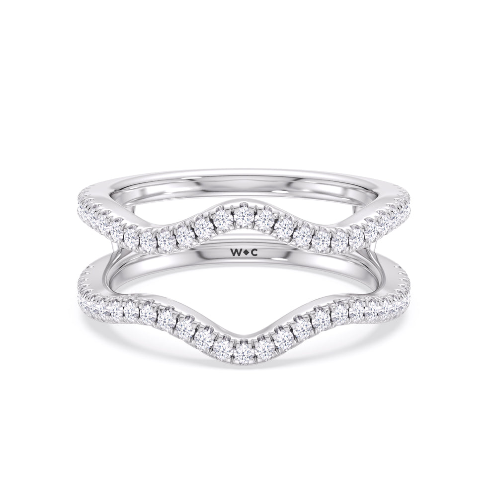 Elegance Twisted Pave Diamond Wedding Band with Platinum Cut Diamond in 14KT Platinum view 1
