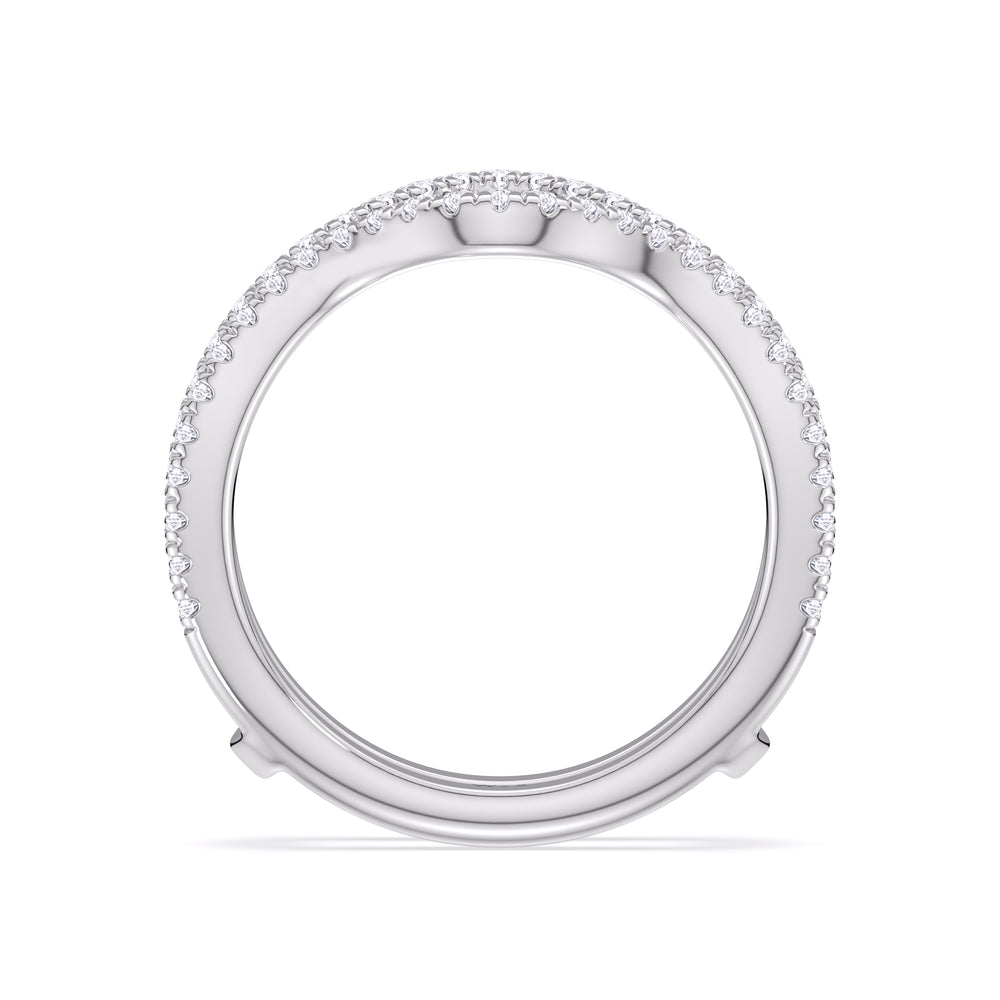Elegance Twisted Pave Diamond Wedding Band with Platinum Cut Diamond in 14KT Platinum view 2
