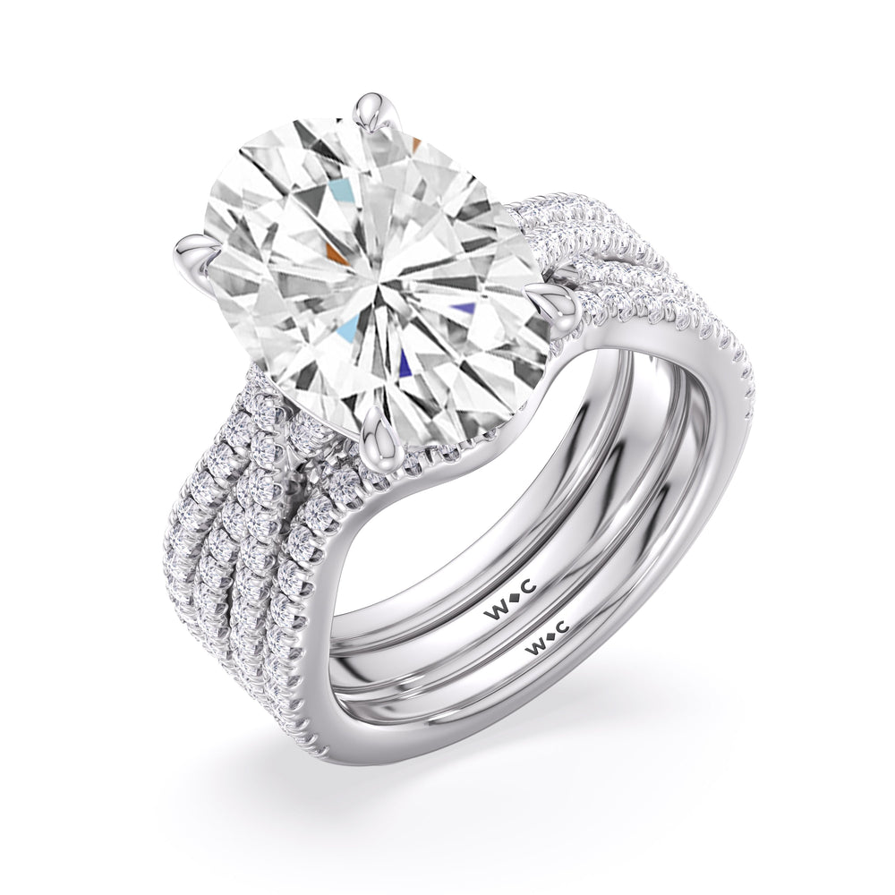 Elegance Twisted Pave Engagement Ring with Oval Cut Diamond in 14KT Platinum view 6
