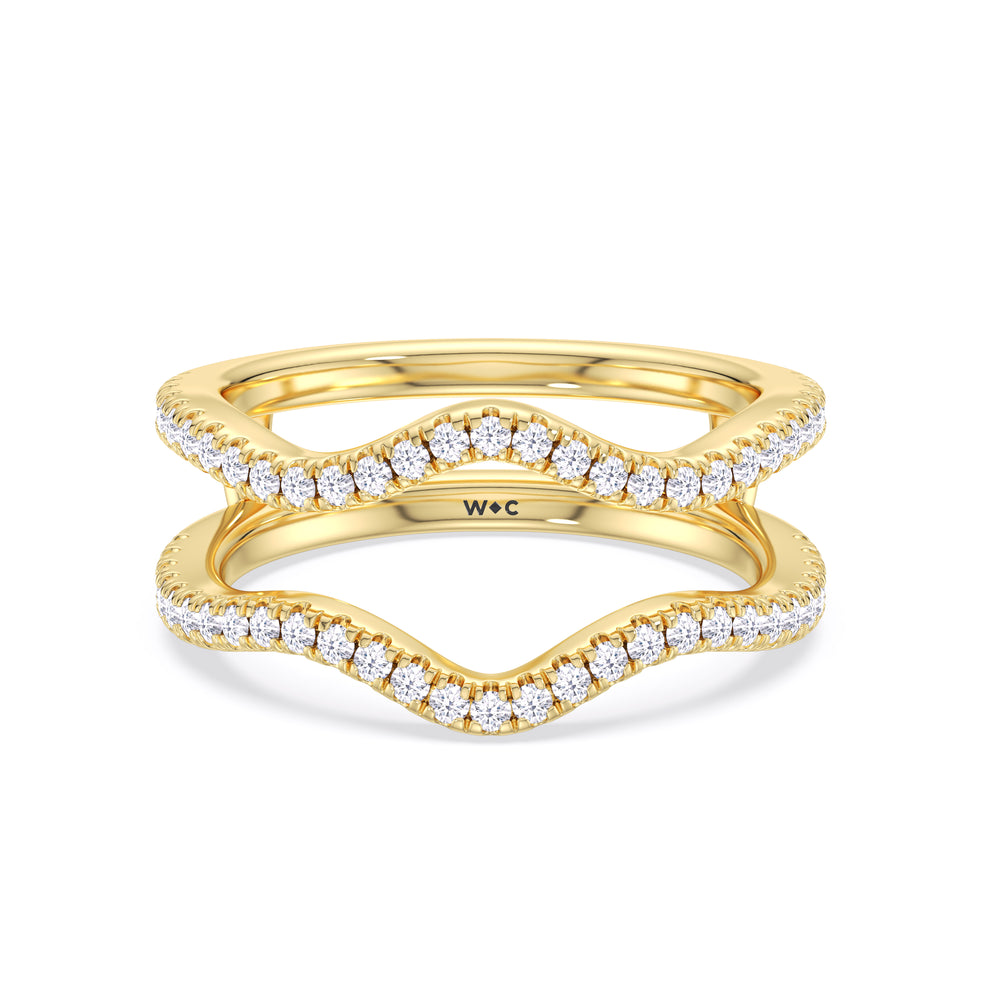 Elegance Twisted Pave Diamond Wedding Band with 18KT Yellow Gold Cut Diamond in 14KT Yellow Gold view 1
