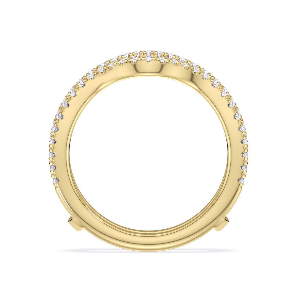 Elegance Twisted Pave Diamond Wedding Band with 18KT Yellow Gold Cut Diamond in 14KT Yellow Gold view 2
