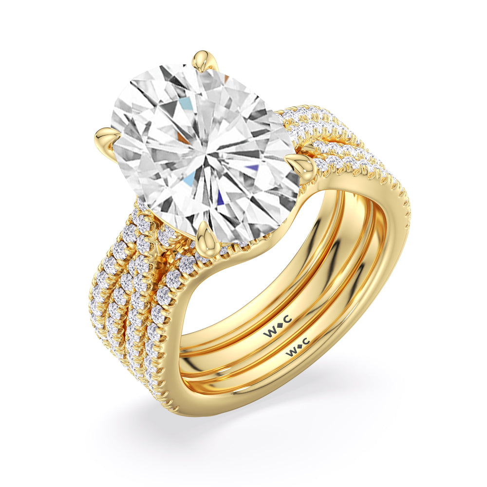 Elegance Twisted Pave Engagement Ring with Emerald Cut Diamond in 14KT Yellow Gold view 6

