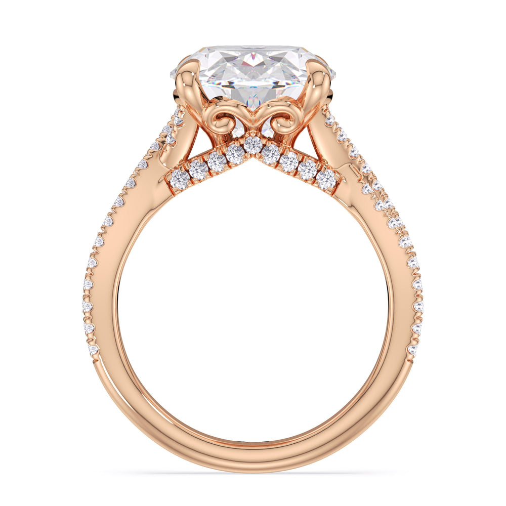 Elegance Twisted Pave Engagement Ring with Oval Cut Diamond in 14KT Rose Gold view 4
